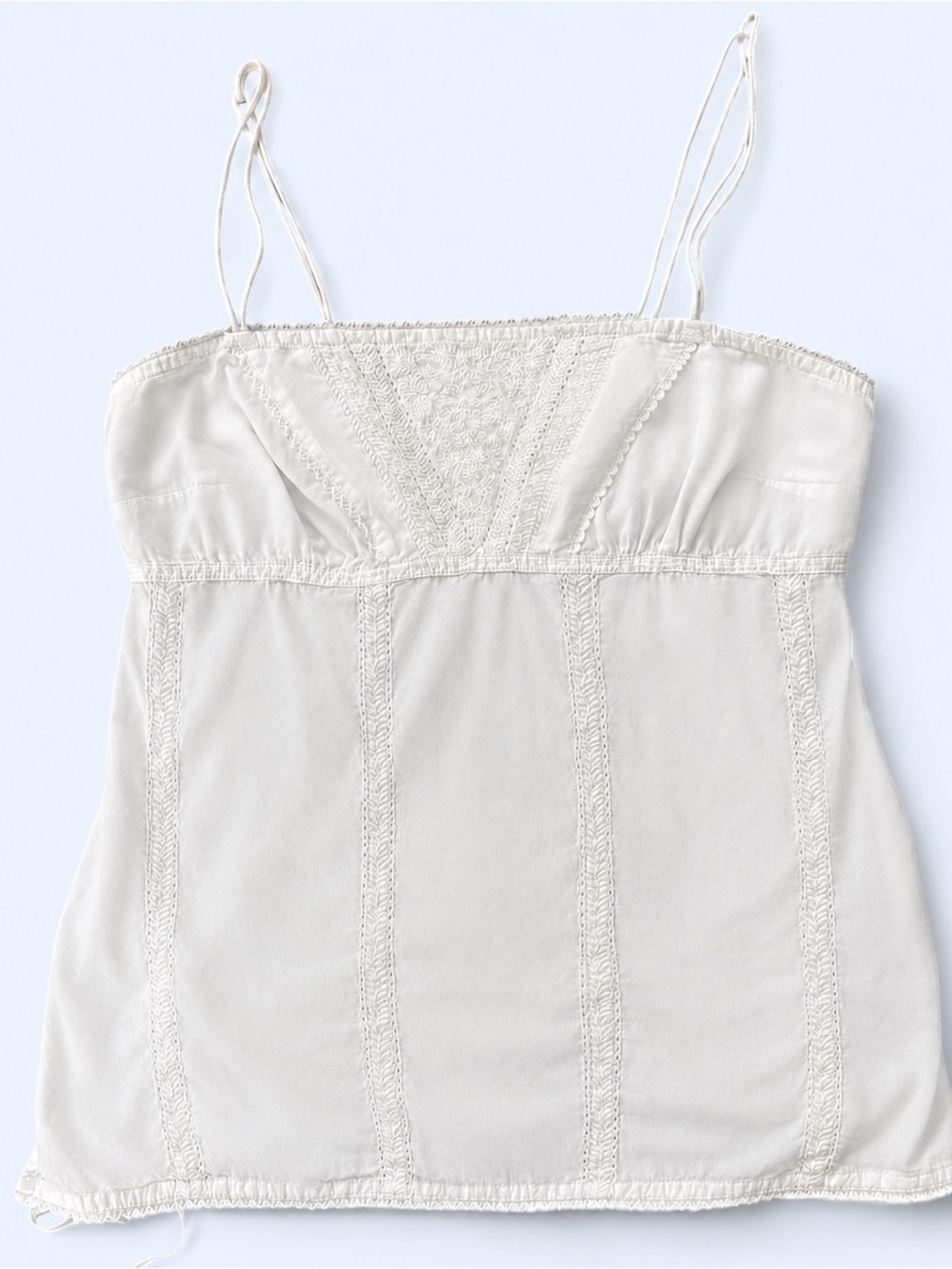 Vintage Y2K American Eagle White Embroidered Cami Tank Top Boho Cottagecore 6